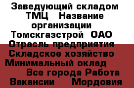 Заведующий складом ТМЦ › Название организации ­ Томскгазстрой, ОАО › Отрасль предприятия ­ Складское хозяйство › Минимальный оклад ­ 45 000 - Все города Работа » Вакансии   . Мордовия респ.